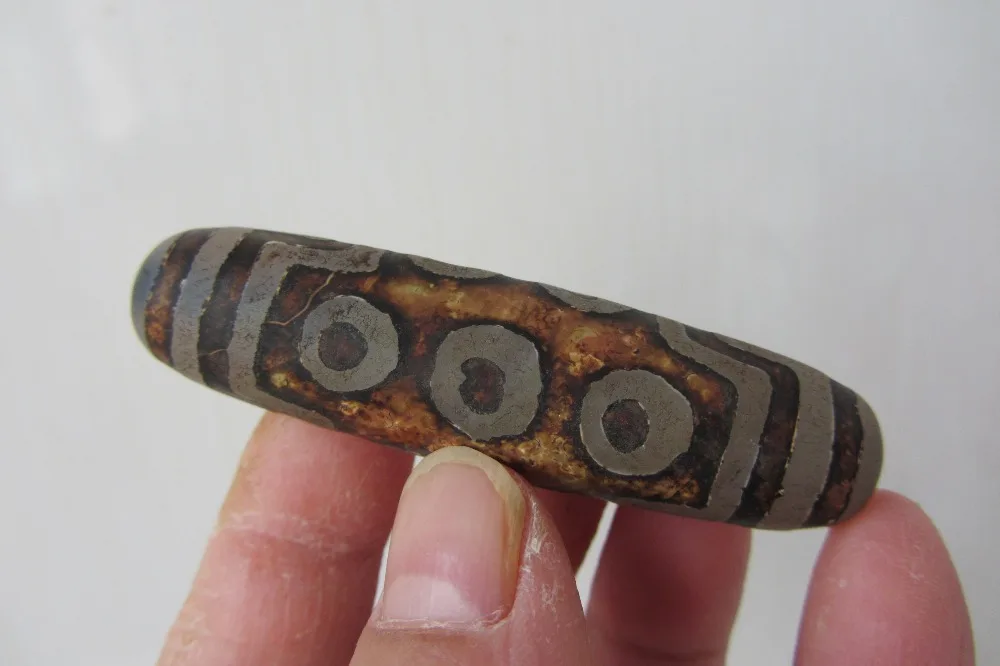 

10 Eyes & Tiger Teeth Tibet Agate Old Dzi Bead Amulet Genuine for Gift