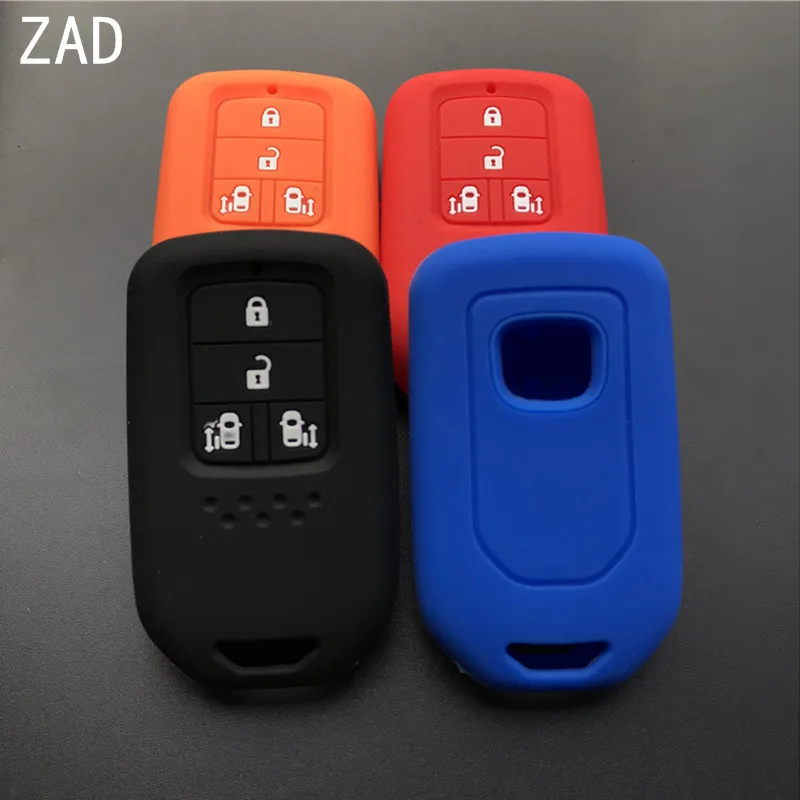 ZAD Silicone Rubber car key fob cover case shell set sticker protect skin for HONDA STEPWGN Odyssey Freed Elysion MPV Remote key