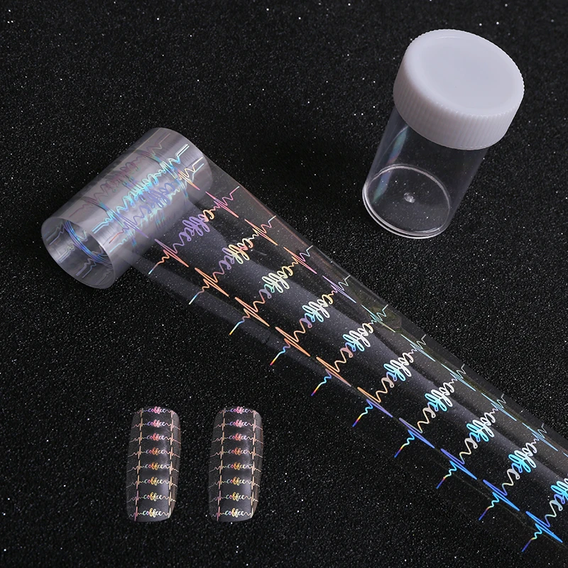 1Pcs 100*4cm Laser ECG Pattern  Design Nail Foils Transfer Foil  Manicure DIY Image Nail Sticker Tool