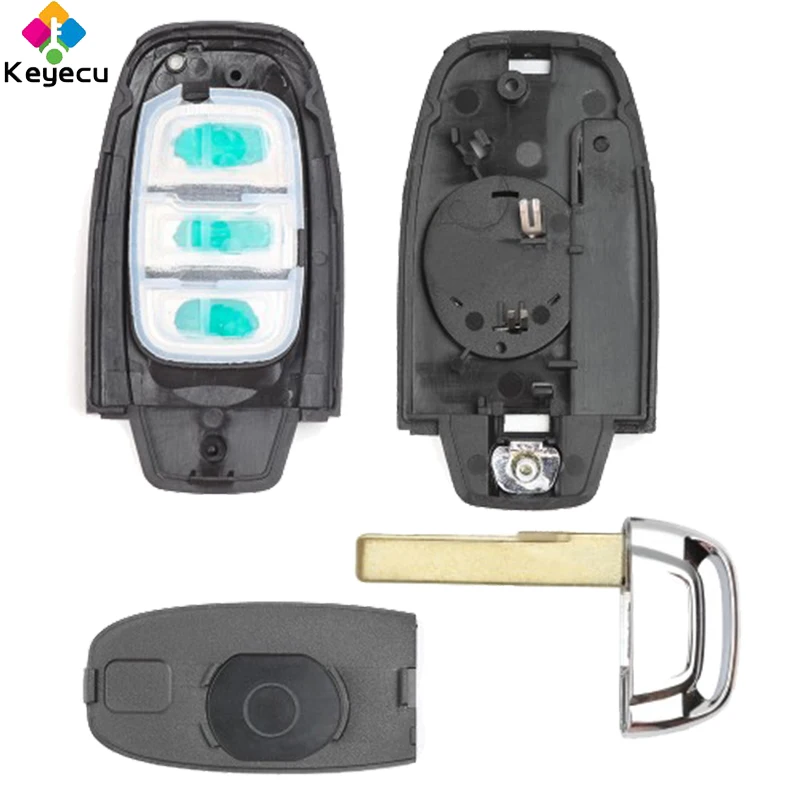 Keyecu modificado inteligente flip remoto caso do escudo da chave do carro com 3 botões fob para audi a2 a3 a4 a6 a6l q3 q7 tt modelos keyless-go