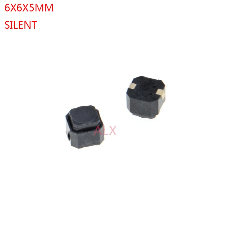 20PCS 6X6x5mm 2PIN silent smd TACT push button switch Micro key power tactile switches 6x6x5 6*6*5MM Light touch mute