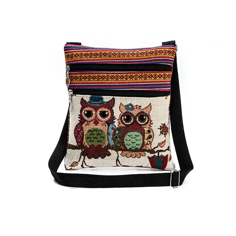 

Double Zipper Women Messenger Bags Cartoon Owl Pattern Handbag Mini Flap Shoulder Handbags Female Small Bag Bolsa Feminina KB-22