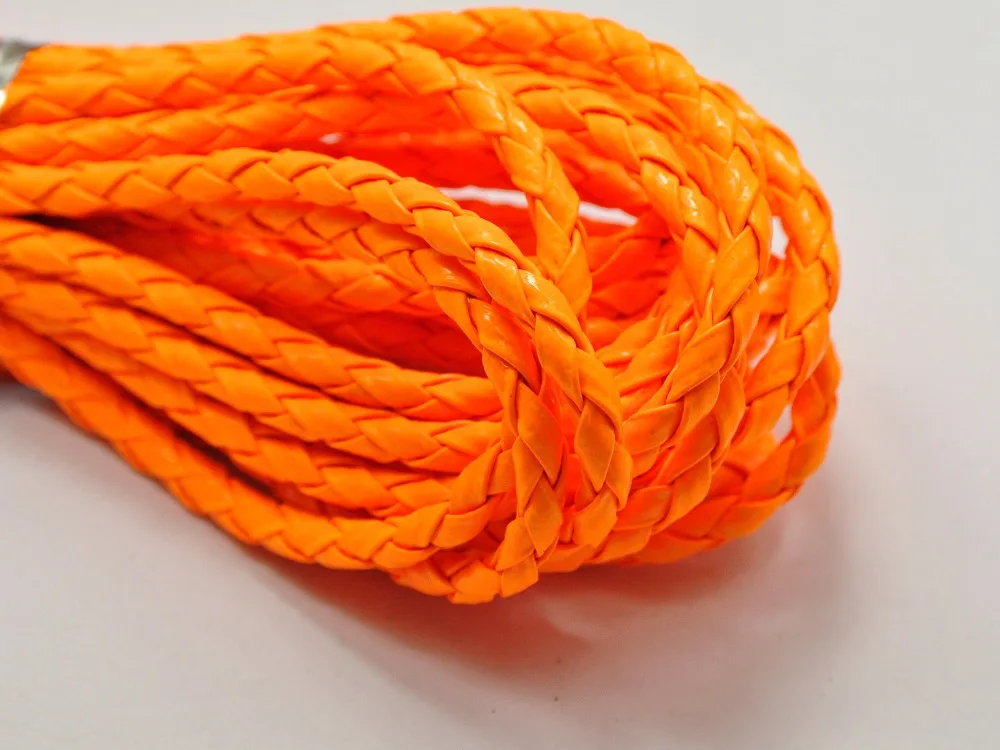 

16.4 Feets Neon Orange Braided Bolo Leatherette Jewelry Cord 4mm