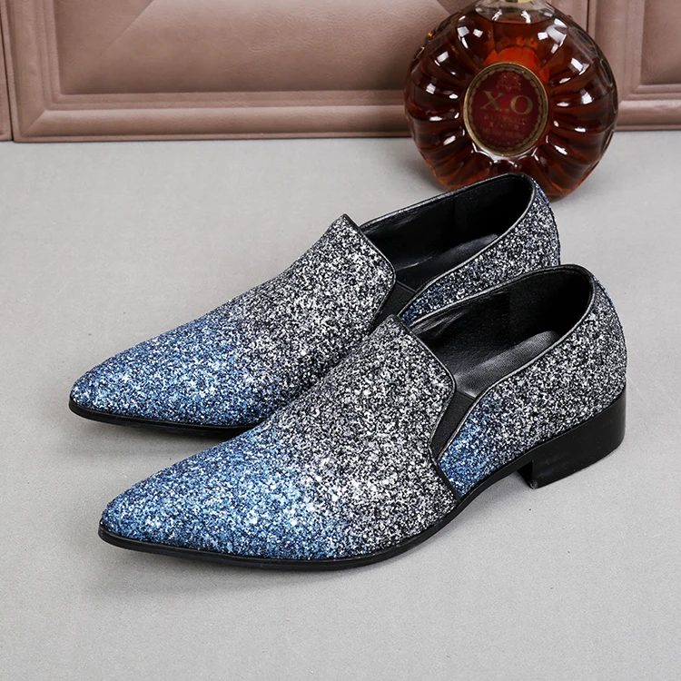 

Mens dress shoes elegant men formal shoes glitter loafers pointed toe zapatos hombre vestir pluse size oxford shoes for men