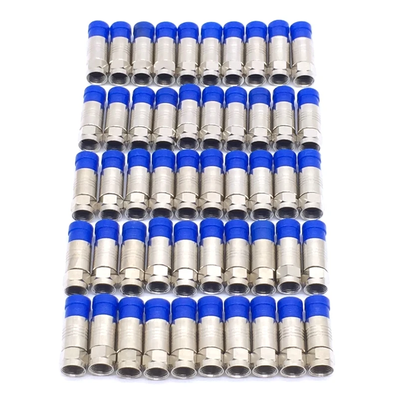 JX connector 50pcs F male connector for RG6 75-5 coaxial compression fitting Compression Coax O-Ring connector Fast shipping