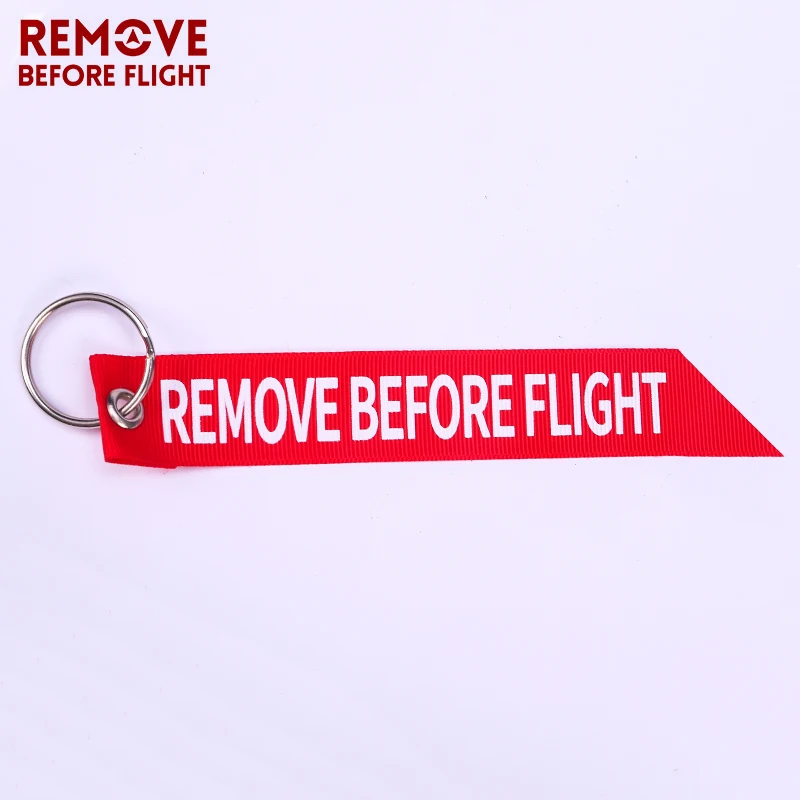 Remove Before Flight Streamer Key Chain Chaveiro Red Print Keychain Ring for Aviation Gifts Key Ring Jewelry Soft Key Fob