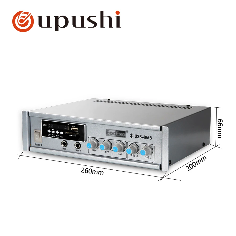 Oupushi 40W piccolo bluetooth amplificatore altoparlante 100V casa amplificatori di potenza audio per la casa sistema di musica di sottofondo