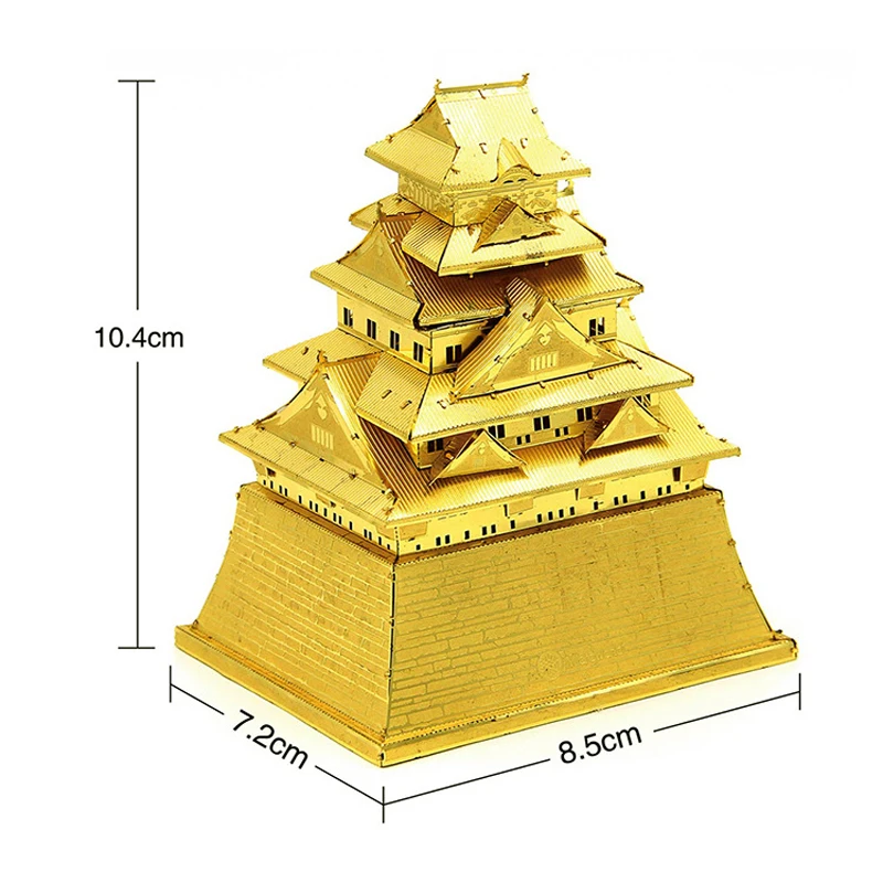 Japan Osaka Kasteel Architectonisch Gebouw Diy Lasersnijden Puzzel Model 3D Nano Metalen Puzzel Speelgoed Voor Volwassen Gift