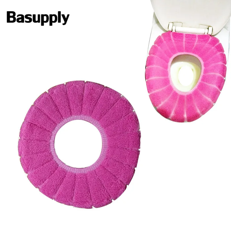 Basupply 1 Pc Comfortable Warm Toilet Seat Cover for Bathroom Products Cotton Pedestal Pan Cushion Bath Pads Bathroom Accessory