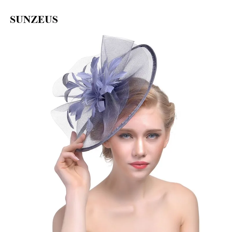 Topi Pernikahan Wanita untuk Bulu Pengantin Aksesoris Pernikahan Tulle Fascinators Topi Pesta Wanita Chapeu Casamento SH35