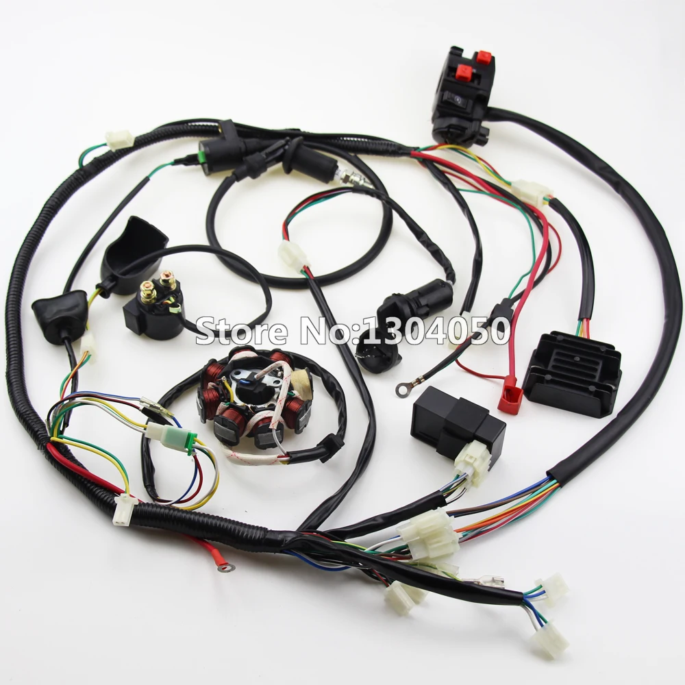 GY6 Wire Loom Harness Solenoid Magneto Coil Regulator CDI 150cc ATV Quad Bike