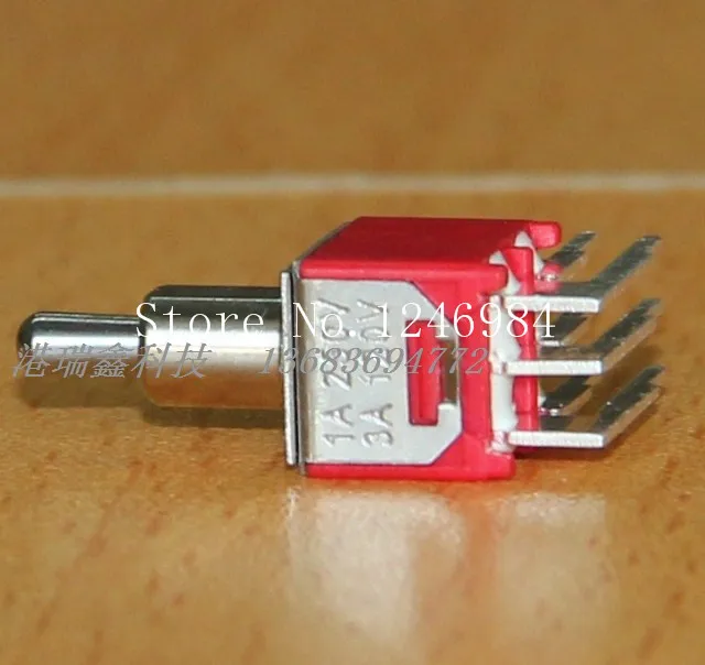 [SA]TS-7A Dual 2.54 six feet are bent stalls M5.08 subminiature toggle switch Q22 Taiwan Deli Wei--50pcs/lot