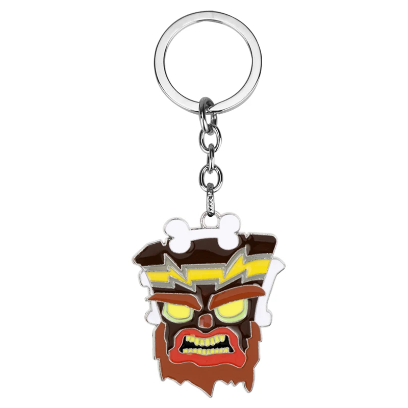 Game Crash Bandicoot Pendant Keychain Power Armor Cosplay Keyring Accessories Anime Figure Model Carton Dog Keychain Holder