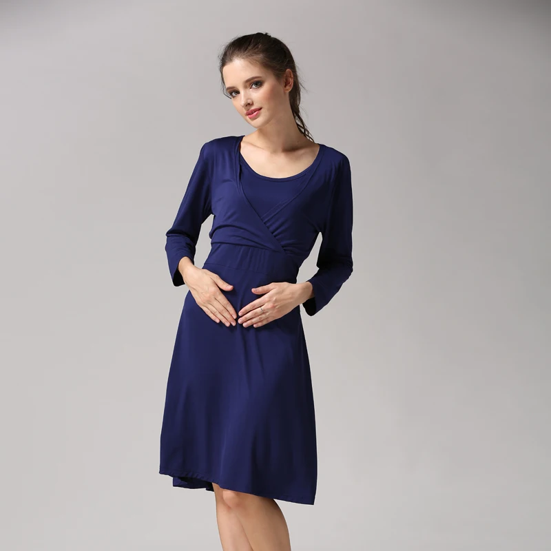 New Spring 3/4 Sleeve Pregnancy Maternity Clothes Breastfeeding Dresses Women Maternal Dress Lactancia Wear Soft Stretch