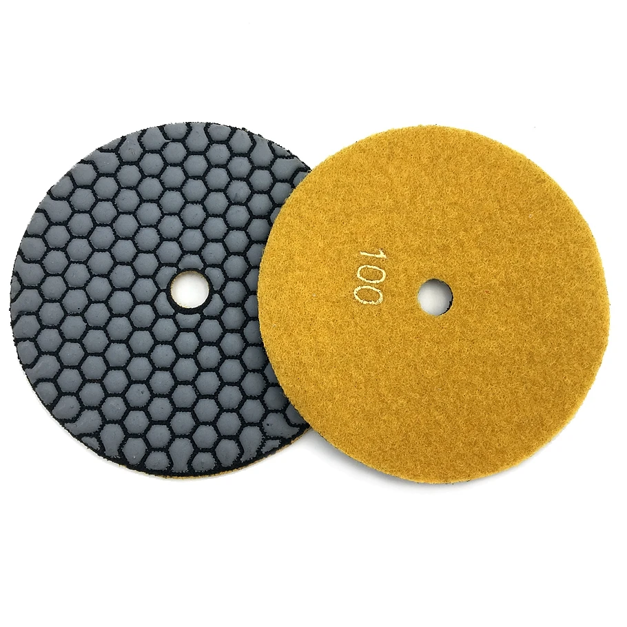 RIJILEI 10Pcs/Set 5 Inch Dry Polishing Pad 125mm Resin Diamond Grinding Disk Marble Granite Polishing Tool Abrasive