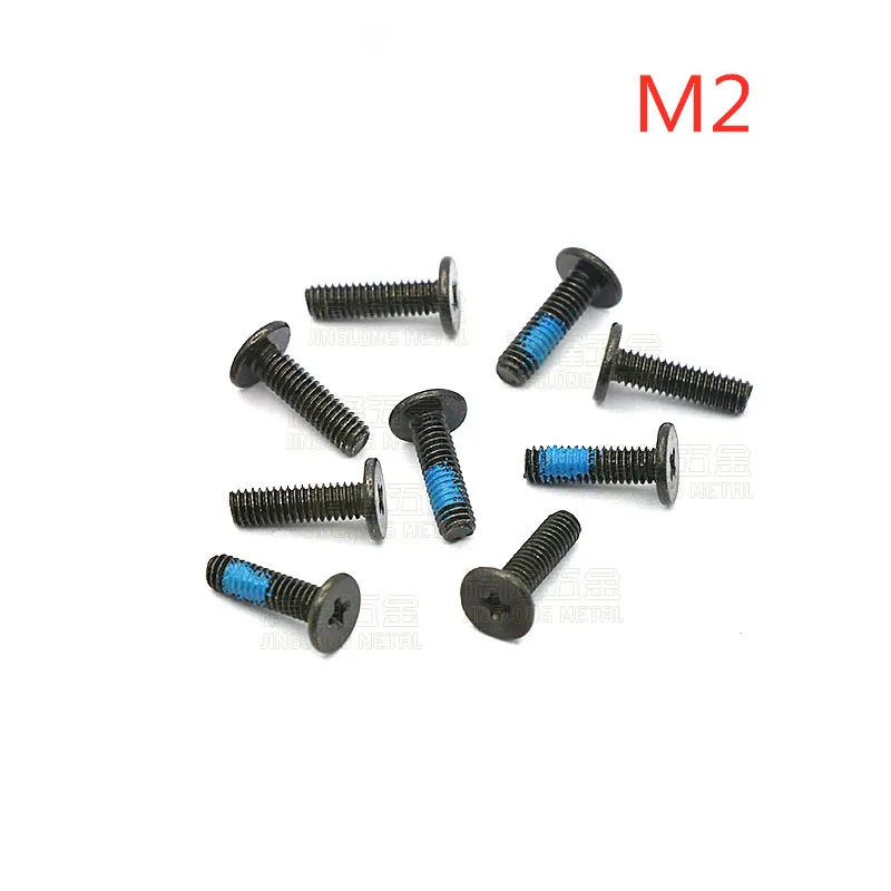 100pcs/lot Thin head phillips screws laptop screw M2x3/4/5/9/10 steel black zinc with nylok patch CM2