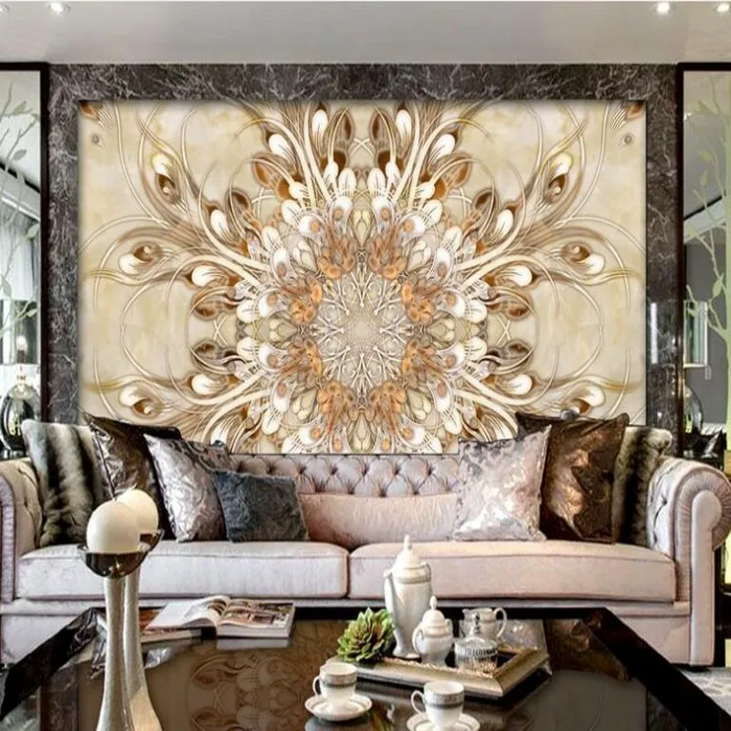 

beibehang Customized large frescoes exquisite European pattern stone European TV backdrop nonwovens environmental wallpaper