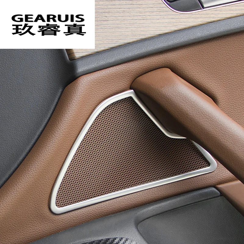 Car styling Door audio speaker covers Stickers trim decoration stainless steel stereo strip for Audi A6 C7 Interior Accessories