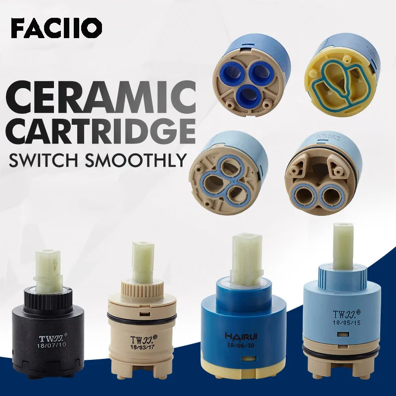 FACIIO 1PC 35mm/40mm Watersaving Replacement Ceramic Spool Water Mixer Tap Faucet Cartridge Kitchen Bathroom Faucet Replace Part