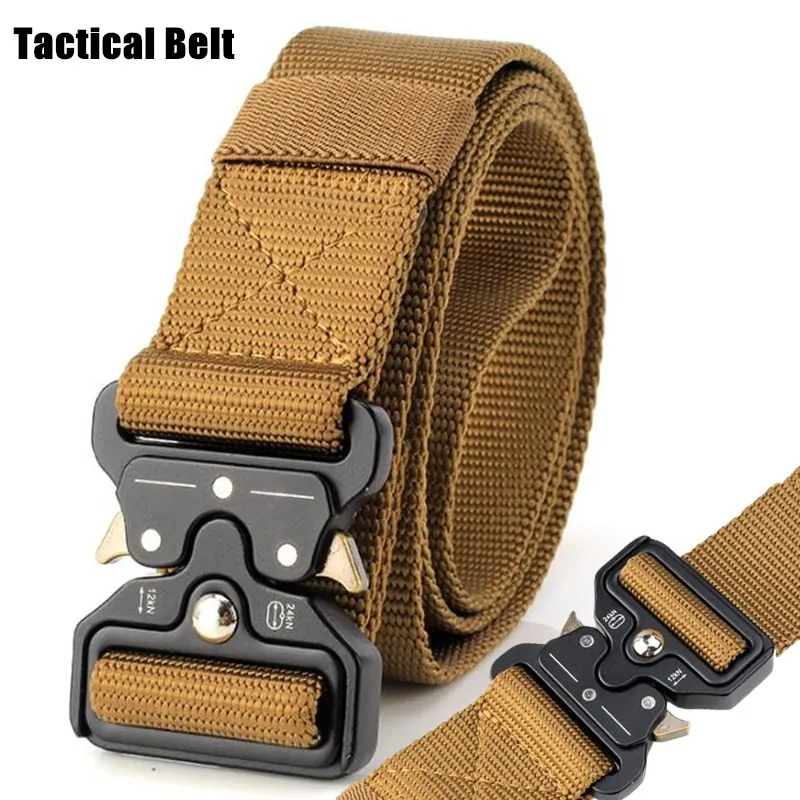 10pcs Men CS Tactical Belts Nylon Military Waist Belt+Buckle Adjustable Heavy Duty Camo Training Waistband Hunting Accessories