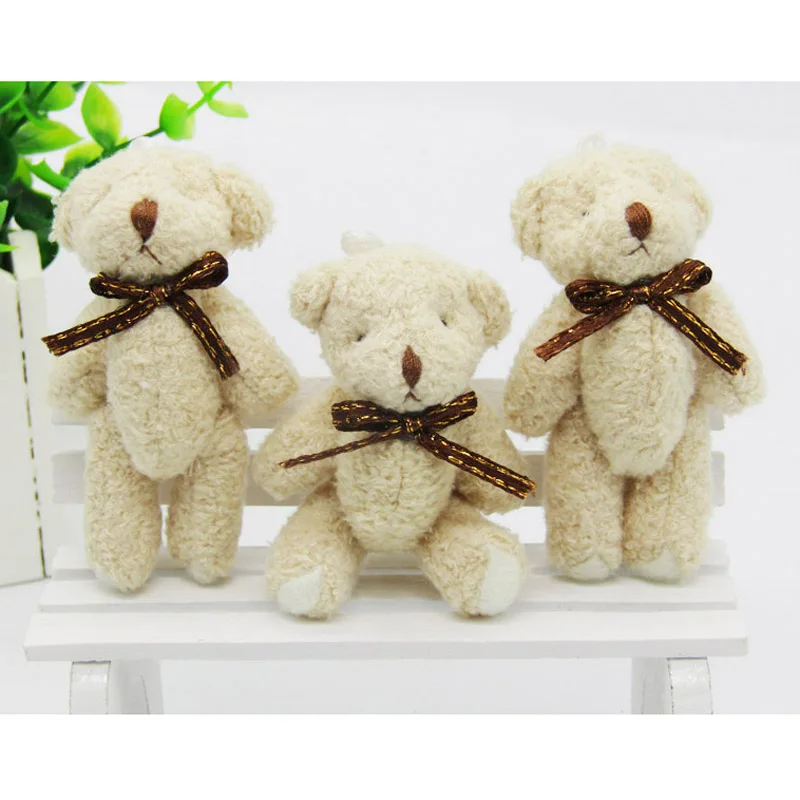 50PCS/LOT Kawaii Small Joint Teddy Bears Stuffed Plush With Bow Tie 6.5CM Toy Teddy-Bear Bear Ted Bears Plush Toys Wedding 01101