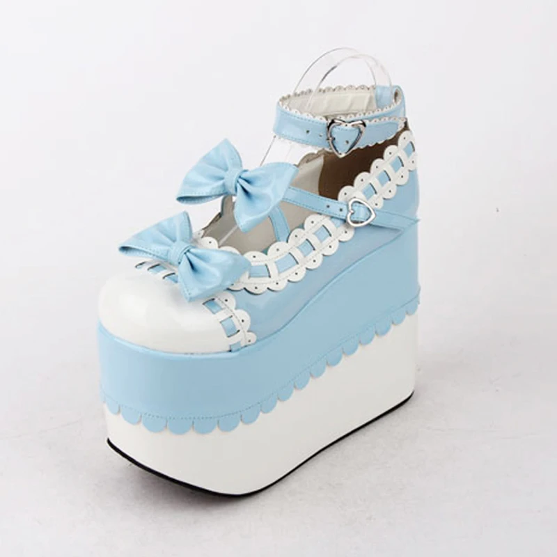 Femminile giappone Anime cameriera Cosplay Lolita scarpe primavera donna zeppe sandali tacchi alti scarpe con plateau in pelle principessa taglie