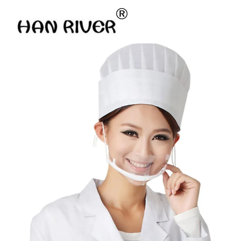 HANRIVER 20 / box only green transparent mask the canteen catering with transparent color oil prevent saliva