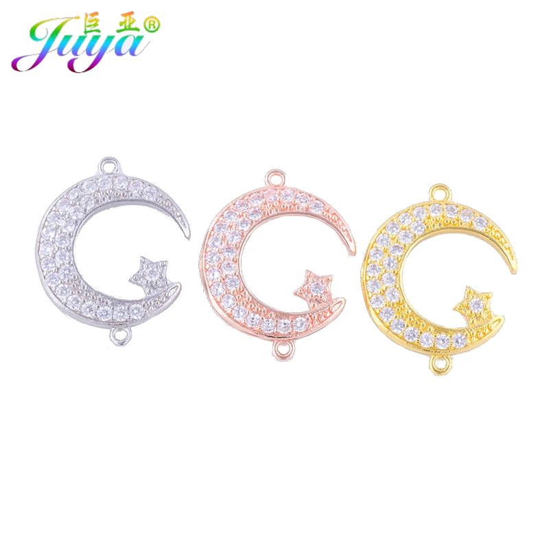 Juya DIY Religious Islamic Jewelry Components Qamis Allah Crescent Moon Connectors For Handmade Muslim Jewelry Making Supplies