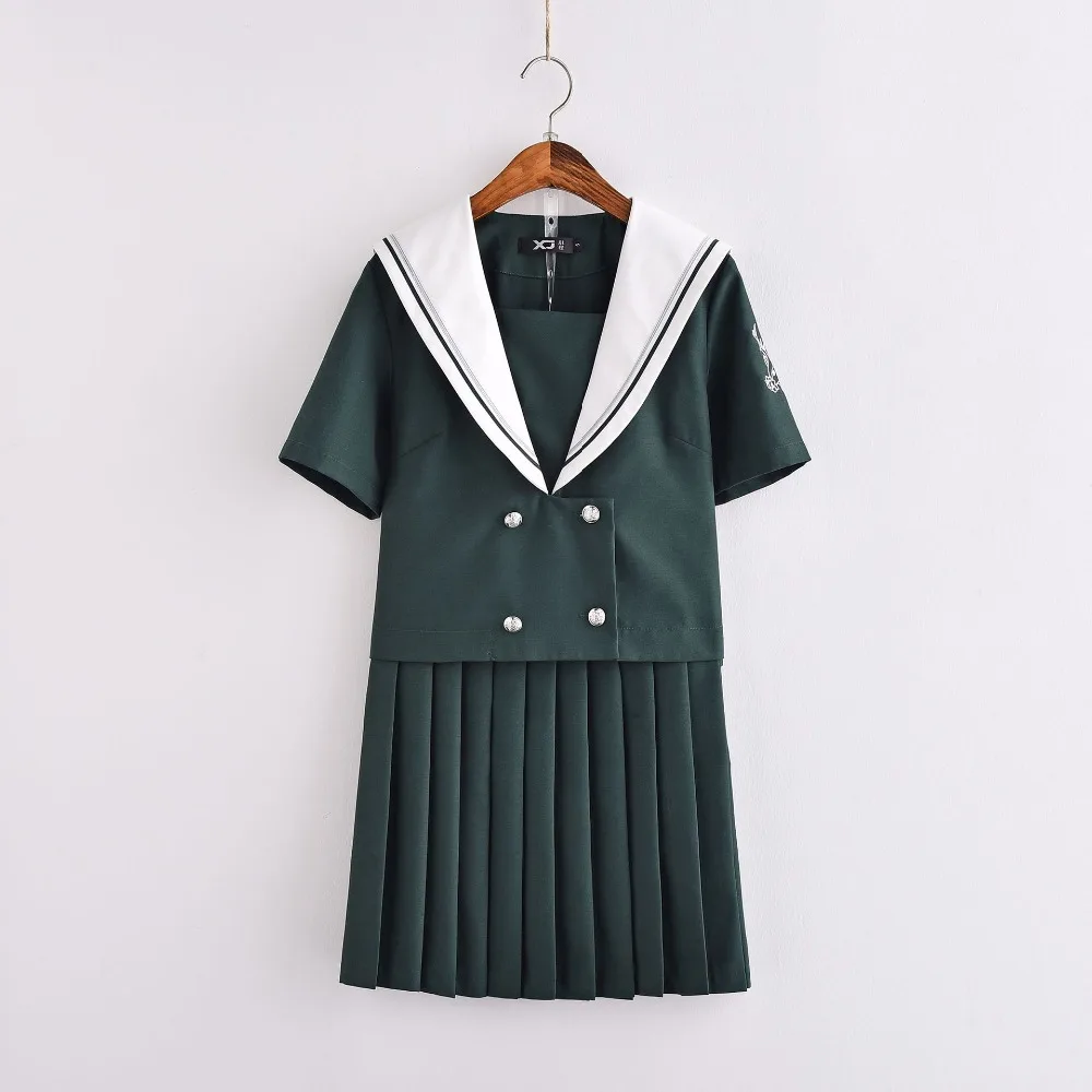 New Arrival Green Sailor Suit Sika Deer Armbands JK Uniforms Chorus British School Girl Uniform Set S-XXL