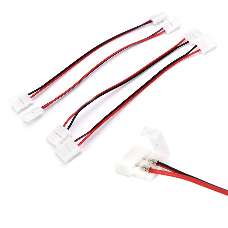 10Pcs/lot 8mm/10 Mm 2 Pin Led Strip Connector For Single Color Led Strip 3528/5050 Easy Connect  No Need Soldering Connectors