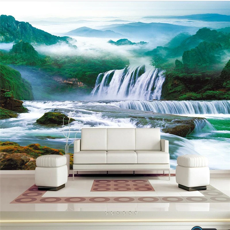 

beibehang Custom wallpaper 3d photo mural landscape water flowing water wealth waterfall mural bedroom background 3d wallpaper