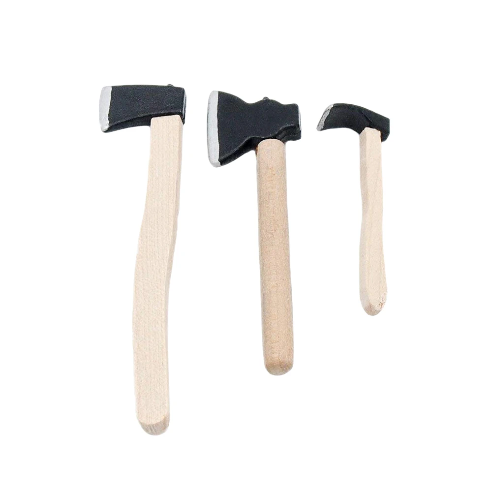 Odoria 1:12 Miniature 3PCS Felling Axe Set for Outdoor Tool Fairy Patio Garden Set Dollhouse Accessories Doll House Decoration