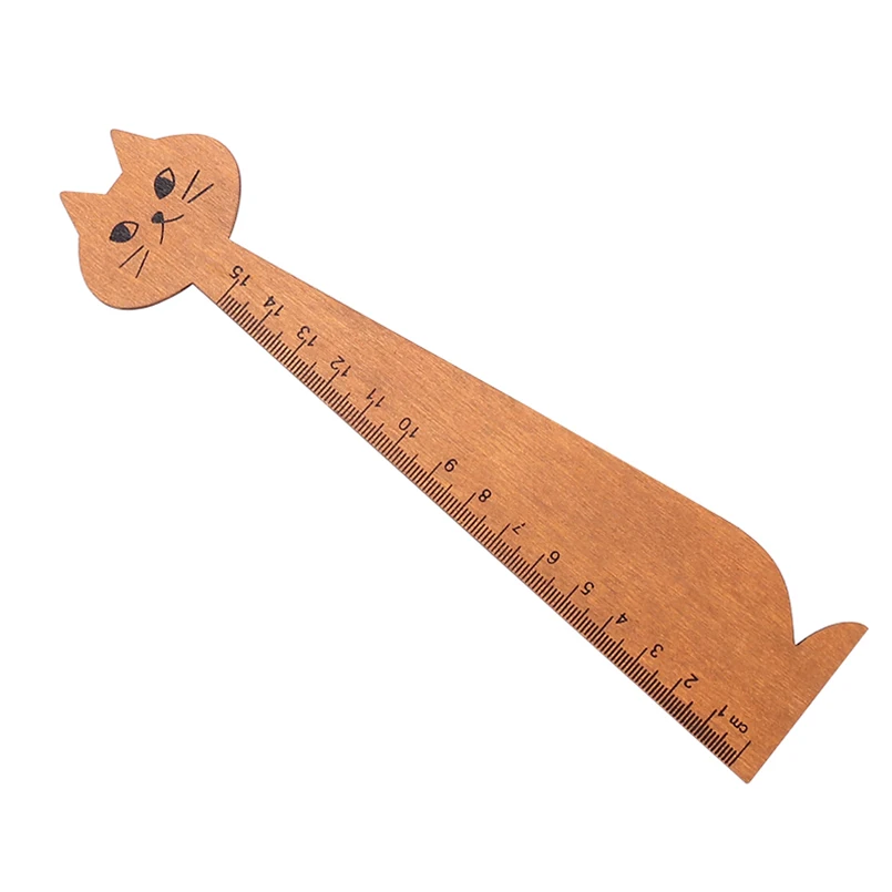 1 pc New Cat Straight Ruler Wooden Kawaii Tools Stationery Cartoon Drawing Gift Korean Office School Kitten random Colors