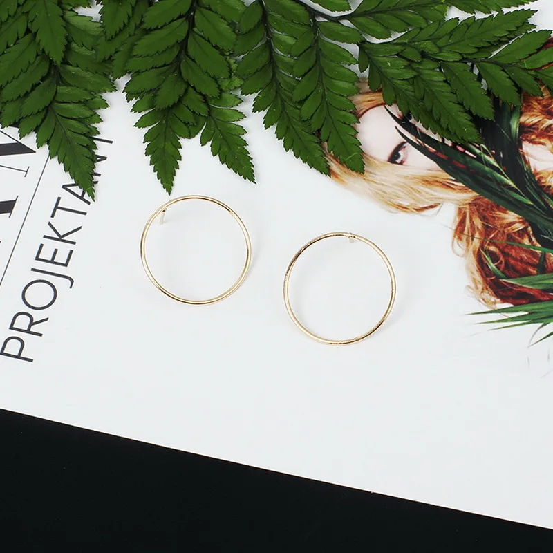 Simple Trendy Geometric Round Circle Stud Earrings for Women Korean Ear Studs Earing Brincos Ear Jewelry Girls Gift RY40 image 2