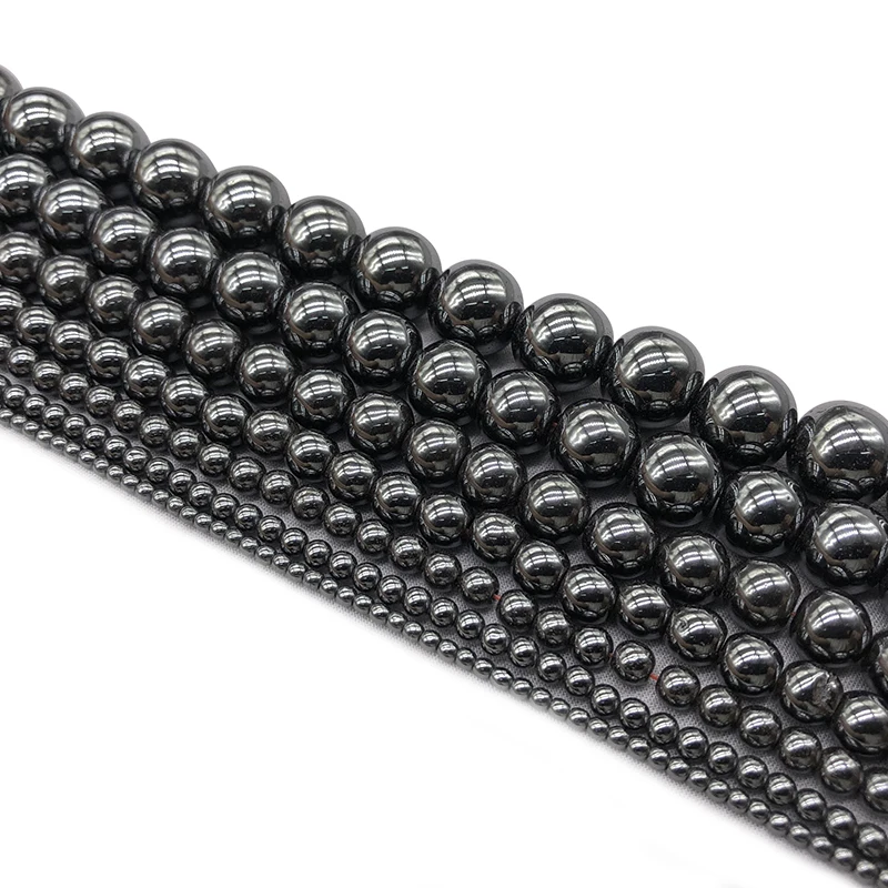 الحجر الطبيعي الهيماتيت الخرز الجولة فضفاض الخرز الأسود 3 مللي متر 4 مللي متر 6 مللي متر 8 مللي متر 10 مللي متر 12 مللي متر عقد دي اي واي سوار صنع المجوهرات اكسسوارات #6