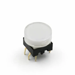 TS27 Series White + Transparent Cap 15mm Round Momentary SPST PCB Push Button Click Tact Switch