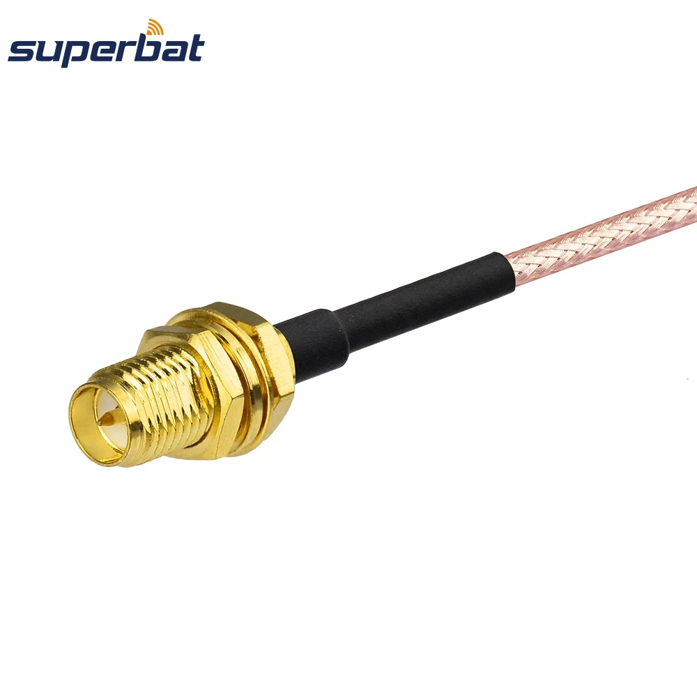 Superbat MMCX Jack to RP-SMA Female Bulkhead Pin Nut Connector Pigtail Extension Cable RG316 10cm for Wireless