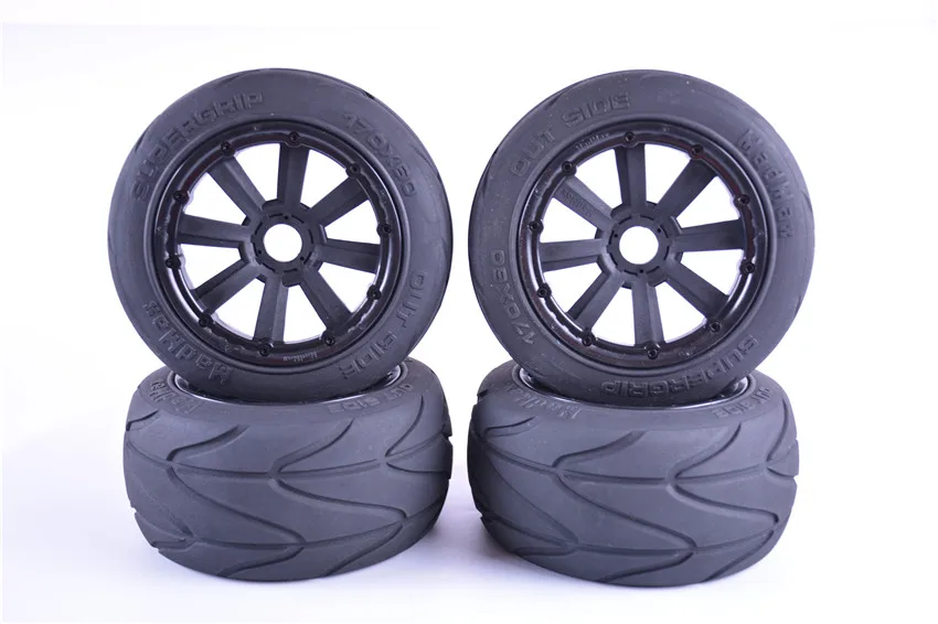 MadMax Super Grip Road Wheel Slick Pneu Corrida Slick Tire Set para 1/5 HPI Rovan KM Baja 5B