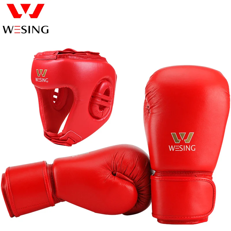 

Wesing AIBA Approved Set Professional Boxing Gloves Boxing Head Guard Training Competition Helmet Boxing Gloves Protective Gears