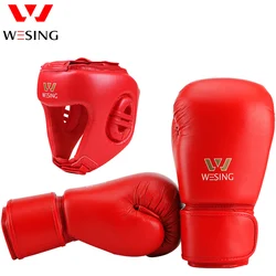 Wesing AIBA Approvati Set Guantoni Da Boxe Professionale Boxe Caschetto Paratesta Concorso di Formazione Casco Guantoni Da Boxe Ingranaggi di Protezione