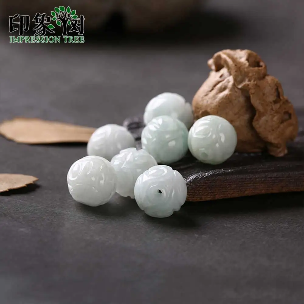 Gem Jad Round Loose Beads 8pcs 12x12mm Natural Jadeite Round Dragon Carved Beads Handmade Necklace For DIY Jewelry Making 18016