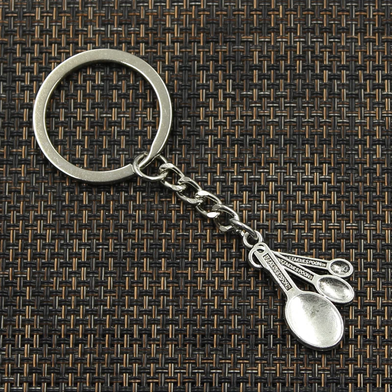 Fashion 30mm Key Ring Metal Key Chain Keychain Jewelry Antique Silver Color Plated Three Kitchen Spoon 31x20mm Pendant