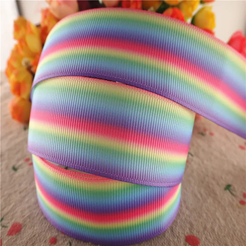 18041904, 1"25mm, 1.5"38mm, 10 Yards/Lot Regenbogen-bedruckte Ripsbänder Geschenkverpackung DIY Handarbeitsmaterialien – Detail 7