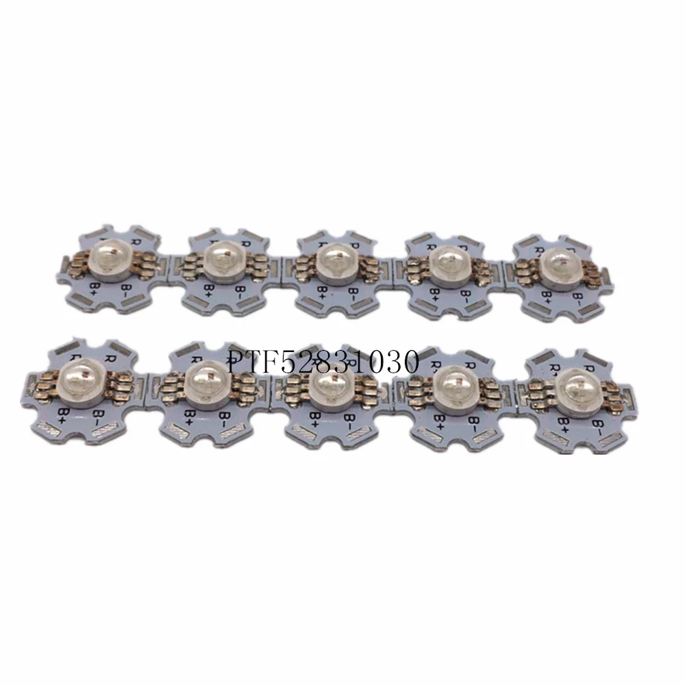 10pcs 3W RGB Color 6pin LED Chip LED Light Lamp Part With 20mm Star Base