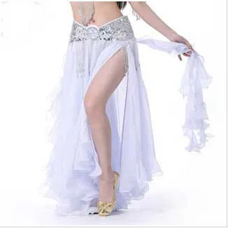 New Design white color stage show Skirt fashion belly dancing Skirt with splits on each side