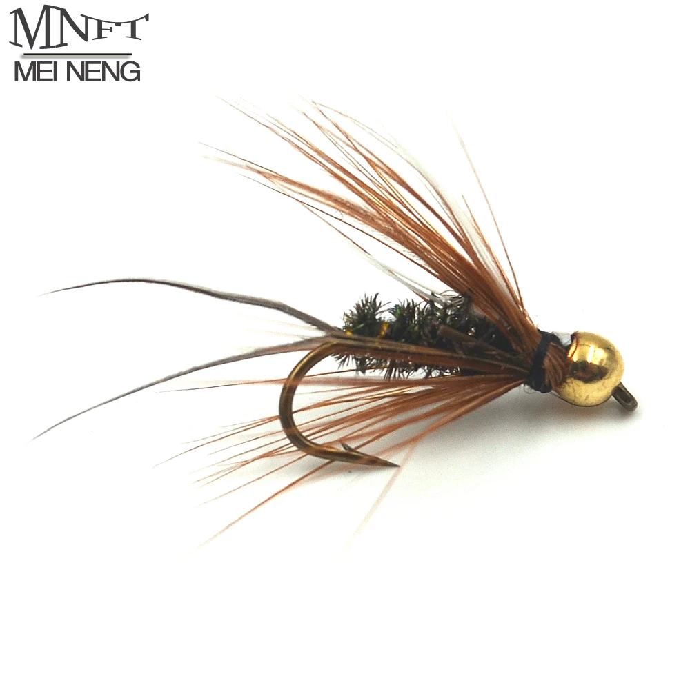 MNFT 10PCS 10# Brass Golden head Trout Grayling Fishing Flies Wet Fly Bead Head Prince Nymph