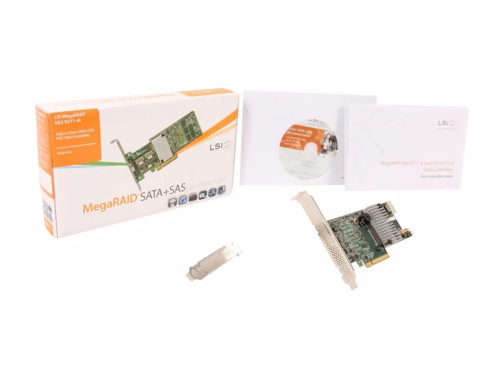 

LSI MegaRAID SAS 9271-4i 4-port 6Gb/s SATA+SAS PCI-Express 3.0 Low Profile RAID Controller Card, Single - LSI00328 (MGRD SAS 927