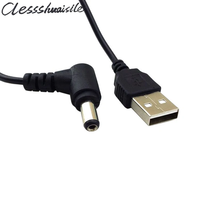 USB 2.0 A Type Male to Straight & Right Angled 90 Degree 5.5 x 2.5mm DC 5V Power Plug Barrel Connector Charge charger Cable 80cm