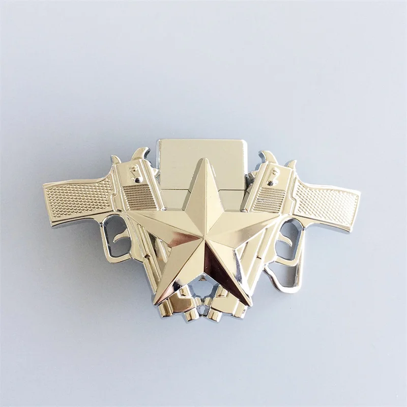 

New Bright Silver Guns Star Lighter Belt Buckle also Stock in US Gurtelschnalle Boucle de ceinture BUCKLE-LT018BR