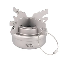 Lixada Outdoor Titanium Alcohol Stove & Rack Combo Set Ultralight Liquid Alcohol Stove with Cross Stand Stove Rack Support Stand